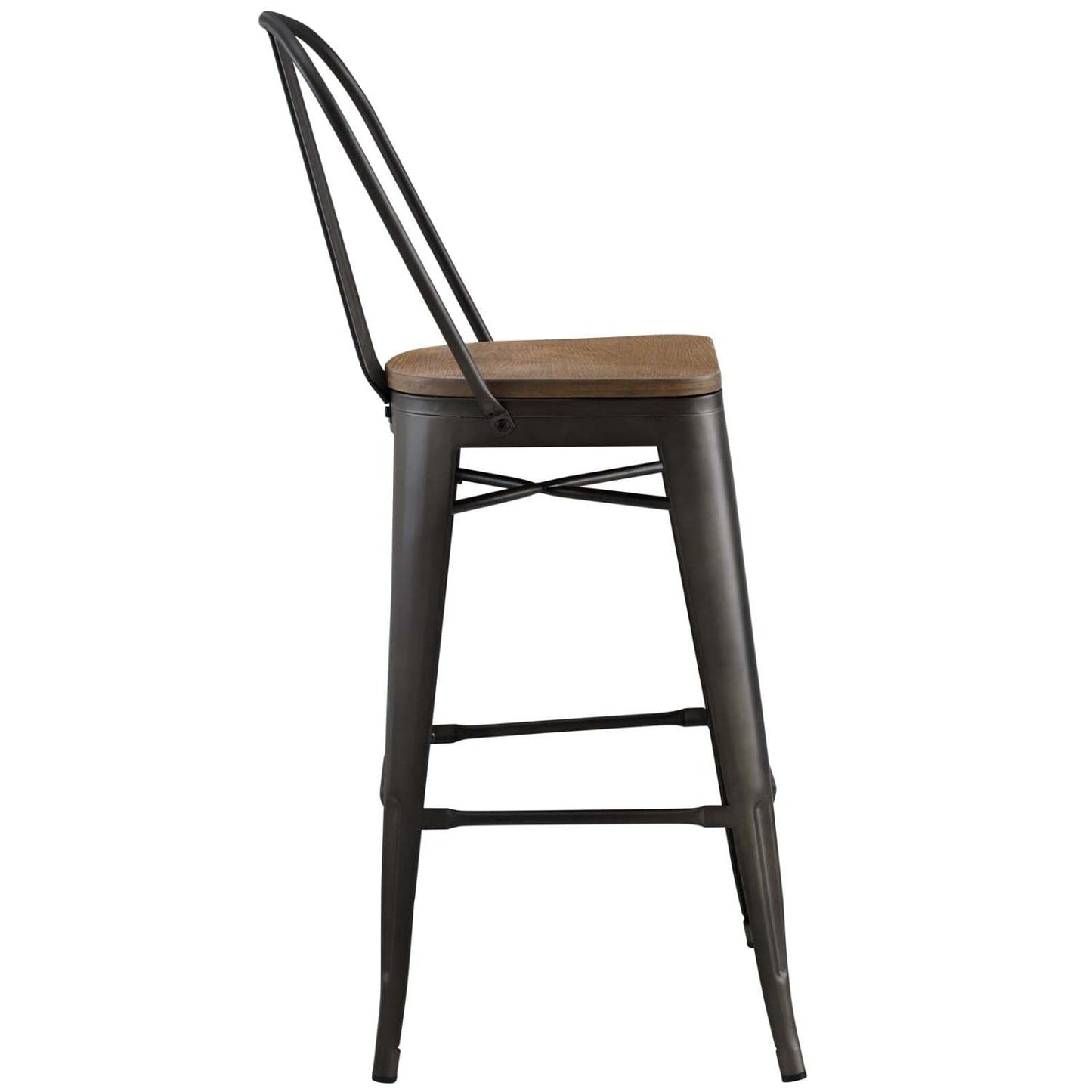 barstools | CasaFoyer Promenade Side Bamboo & Metal Bar Stool | Vintage Steel Finish | Industrial Modernity for Breakfast Nook or Bar Area | casafoyer.myshopify.com