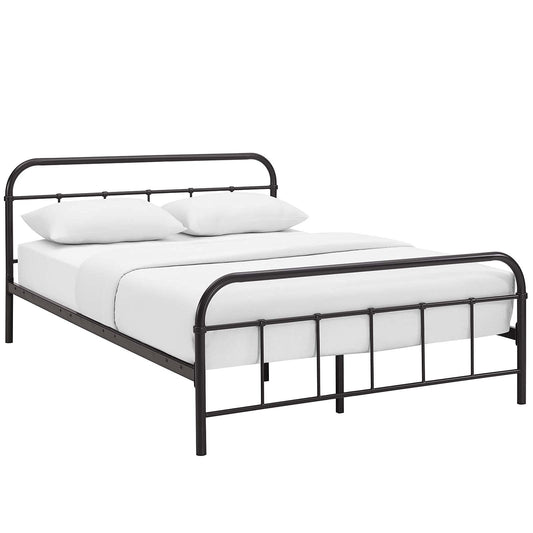 Bed | CasaFoyer Maisie Platform Bed | Vintage Farmhouse Style | 1323 lbs Capacity | Rustic Steel Piping | No Box Spring Needed | Queen Size | Mattress Not Included | casafoyer.myshopify.com