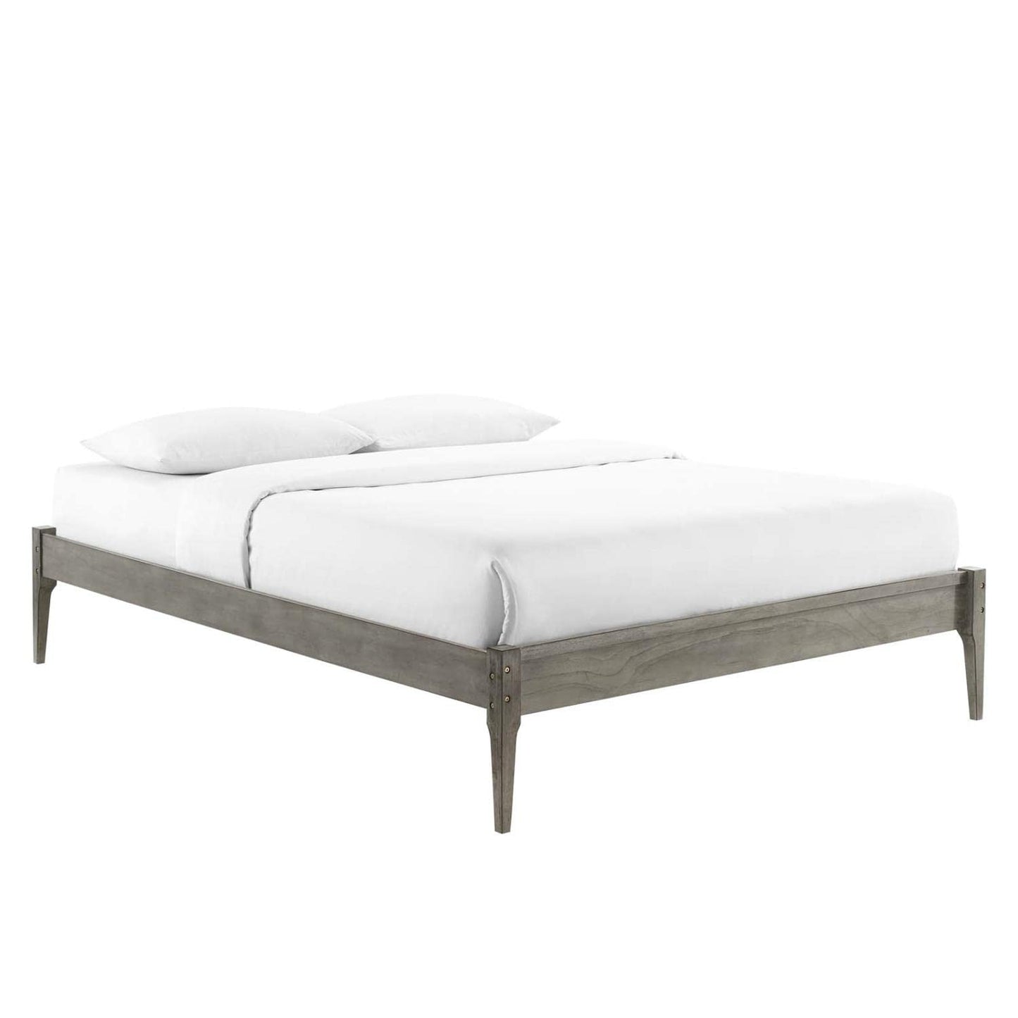 Bed | CasaFoyer June Full Platform Bed | Stylish & Cozy | Mid-Century Design | Sturdy Wood Construction | No Box Spring Needed | Gray | casafoyer.myshopify.com