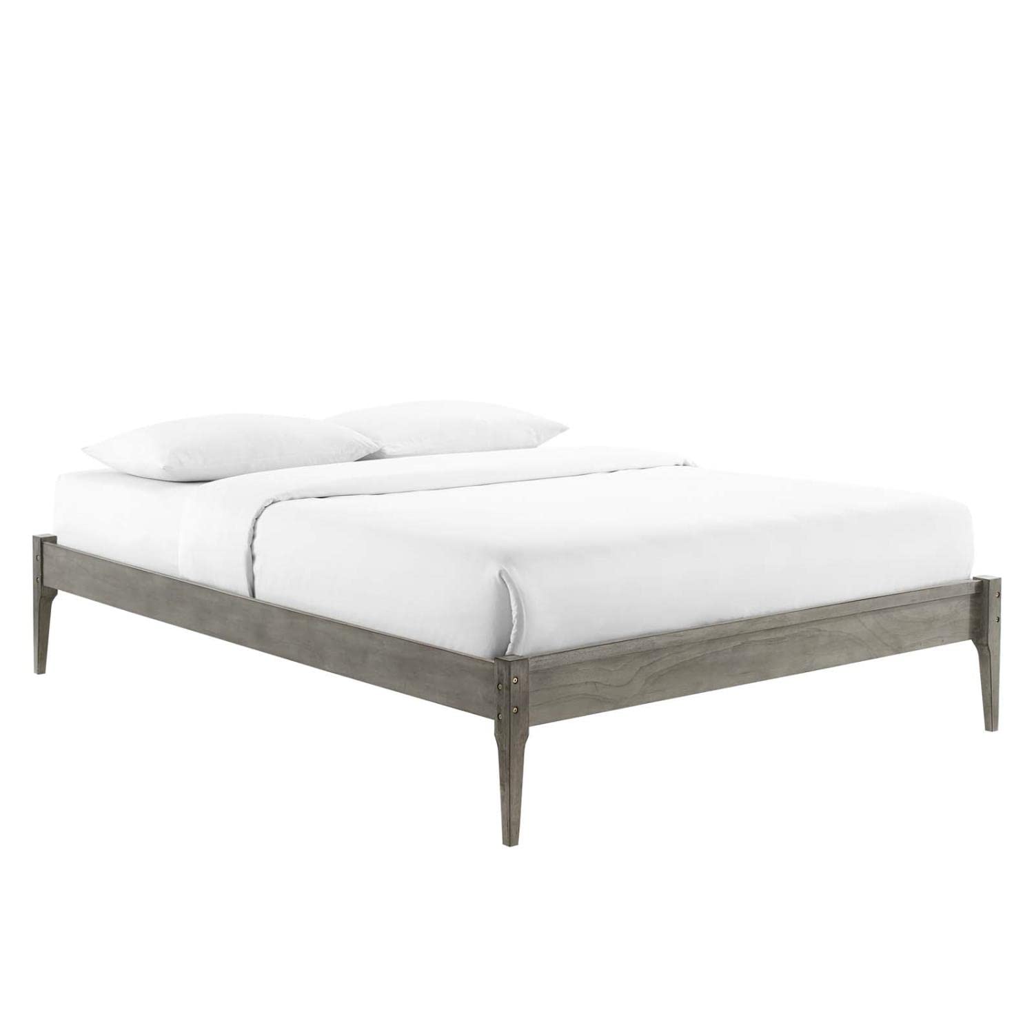 Bed | CasaFoyer June Full Platform Bed | Stylish & Cozy | Mid-Century Design | Sturdy Wood Construction | No Box Spring Needed | Gray | casafoyer.myshopify.com
