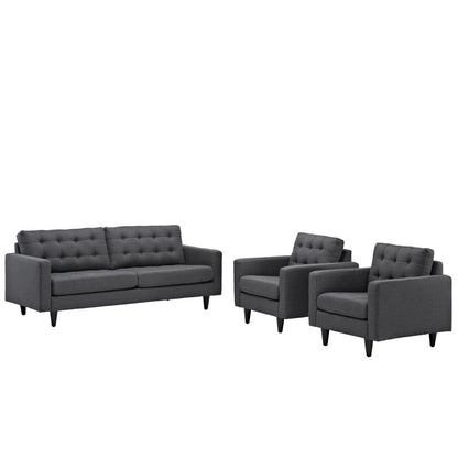kitchen and dining room sets | CasaFoyer Empress Holistic Furnishings Set | Sofa & Armchairs | Tufted Buttons | Luxurious Cushions | Noble Design | Wooden Legs | Floor Protection | Gray | casafoyer.myshopify.com