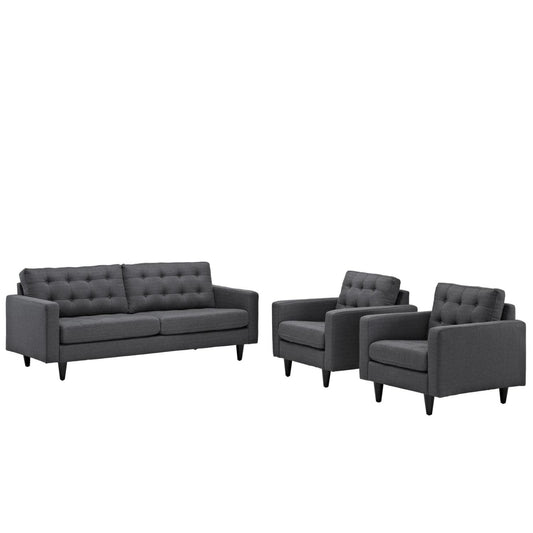 kitchen and dining room sets | CasaFoyer Empress Holistic Furnishings Set | Sofa & Armchairs | Tufted Buttons | Luxurious Cushions | Noble Design | Wooden Legs | Floor Protection | Gray | casafoyer.myshopify.com