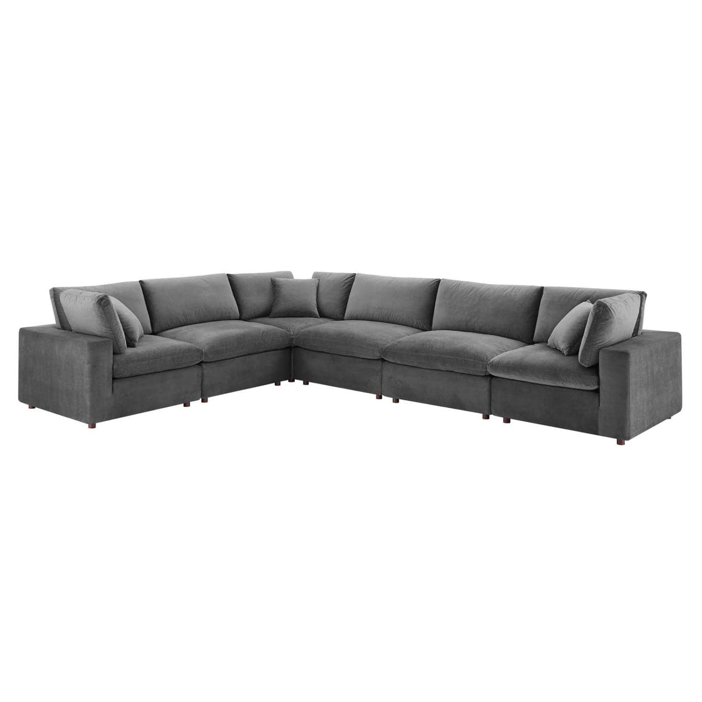 kitchen and dining room sets | CasaFoyer Commix | Luxurious Sectional Sofa | Stain-Resistant Velvet | Foam Padded | Solid Wood Construction | 6-Piece Set | Gray | casafoyer.myshopify.com