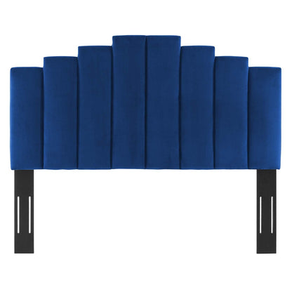 headboards | CasaFoyer Noelle Performance Velvet Full/Queen Headboard | Opulent Art Deco Design | Stain-Resistant | Adjustable Height | Cozy Foam Padding | Navy | casafoyer.myshopify.com