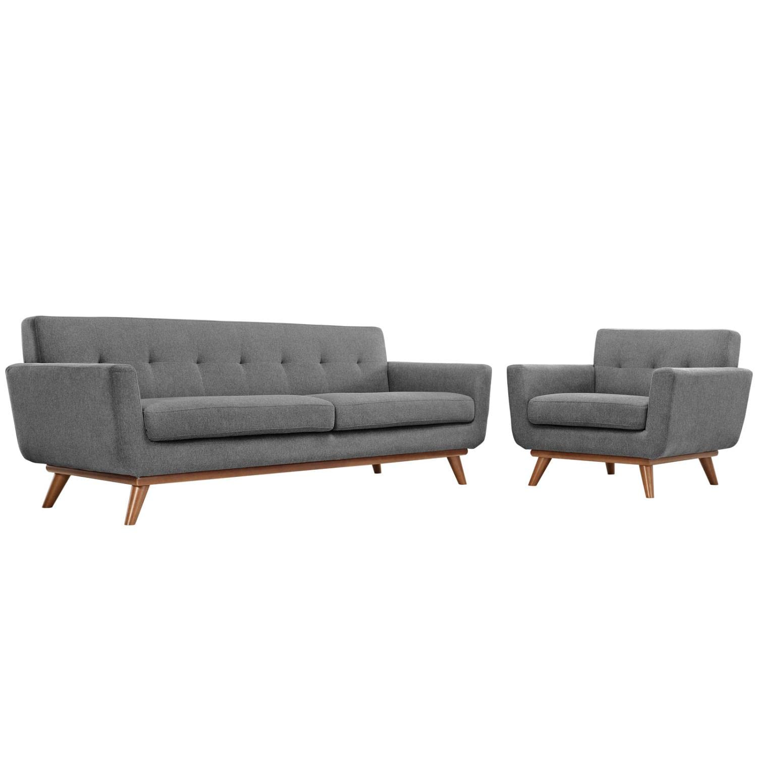 kitchen and dining room sets | CasaFoyer Engage Sofa & Armchair Set | Ultimate Comfort & Style | Tufted Buttons | Cherry Color Legs | Includes 1 Armchair & 1 Sofa | casafoyer.myshopify.com