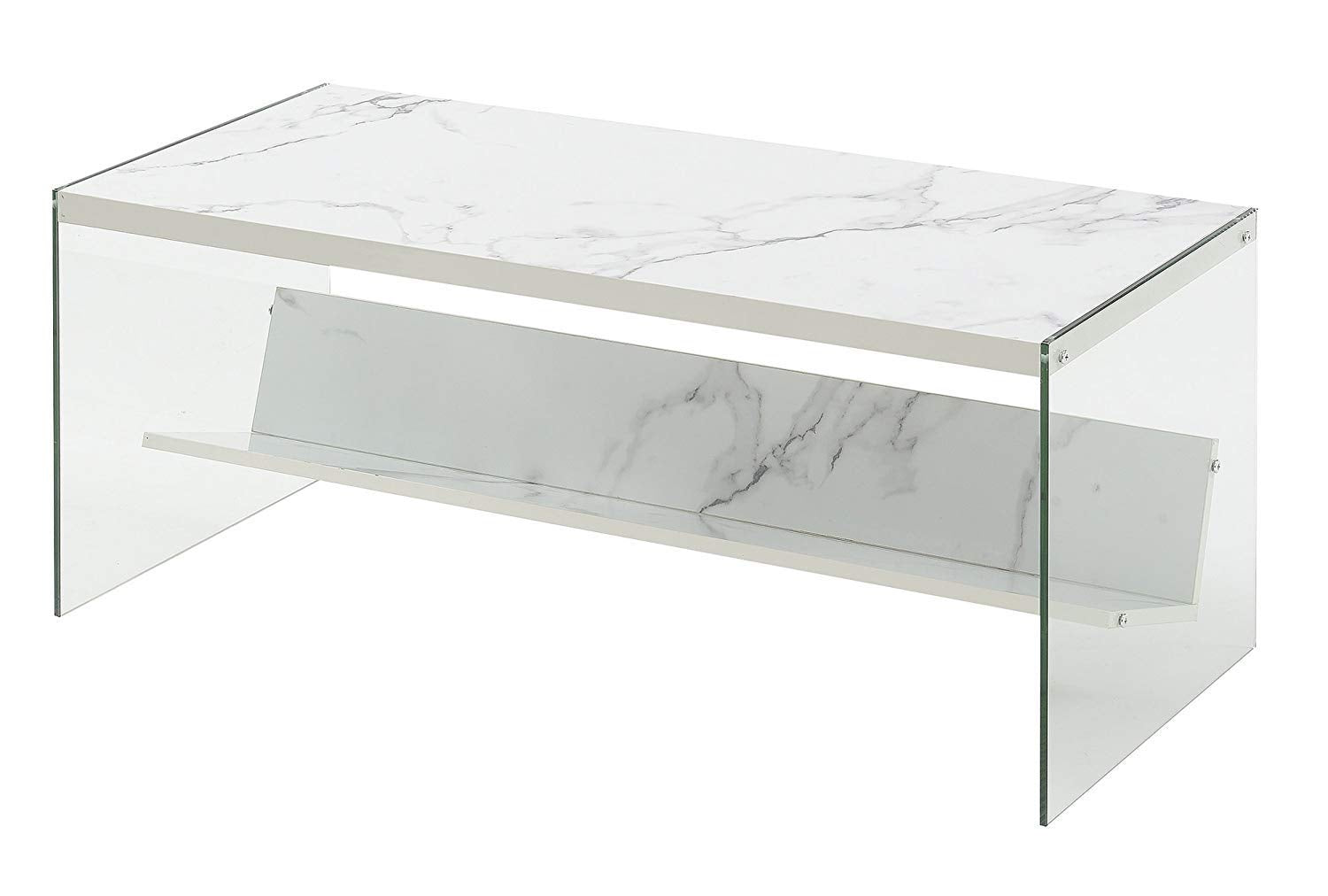 TABLE | Ergode SoHo Coffee Table with Shelf | Contemporary Design | Tempered Glass Sides | Spacious Tabletop | Ideal for Living Room, Office, or Entertainment Space | casafoyer.myshopify.com