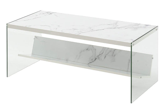 TABLE | Ergode SoHo Coffee Table with Shelf | Contemporary Design | Tempered Glass Sides | Spacious Tabletop | Ideal for Living Room, Office, or Entertainment Space | casafoyer.myshopify.com