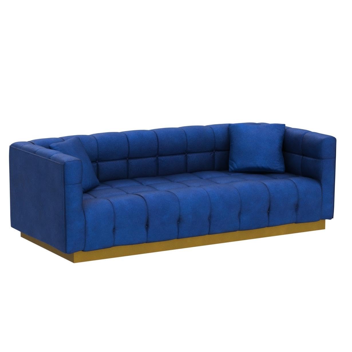 sofas | CasaFoyer Vivacious Sofa | Vintage-Inspired | Tufted Performance Velvet | Gold Stainless Steel Base | Includes Accent Pillows | 900 lb Weight Capacity | Navy | casafoyer.myshopify.com