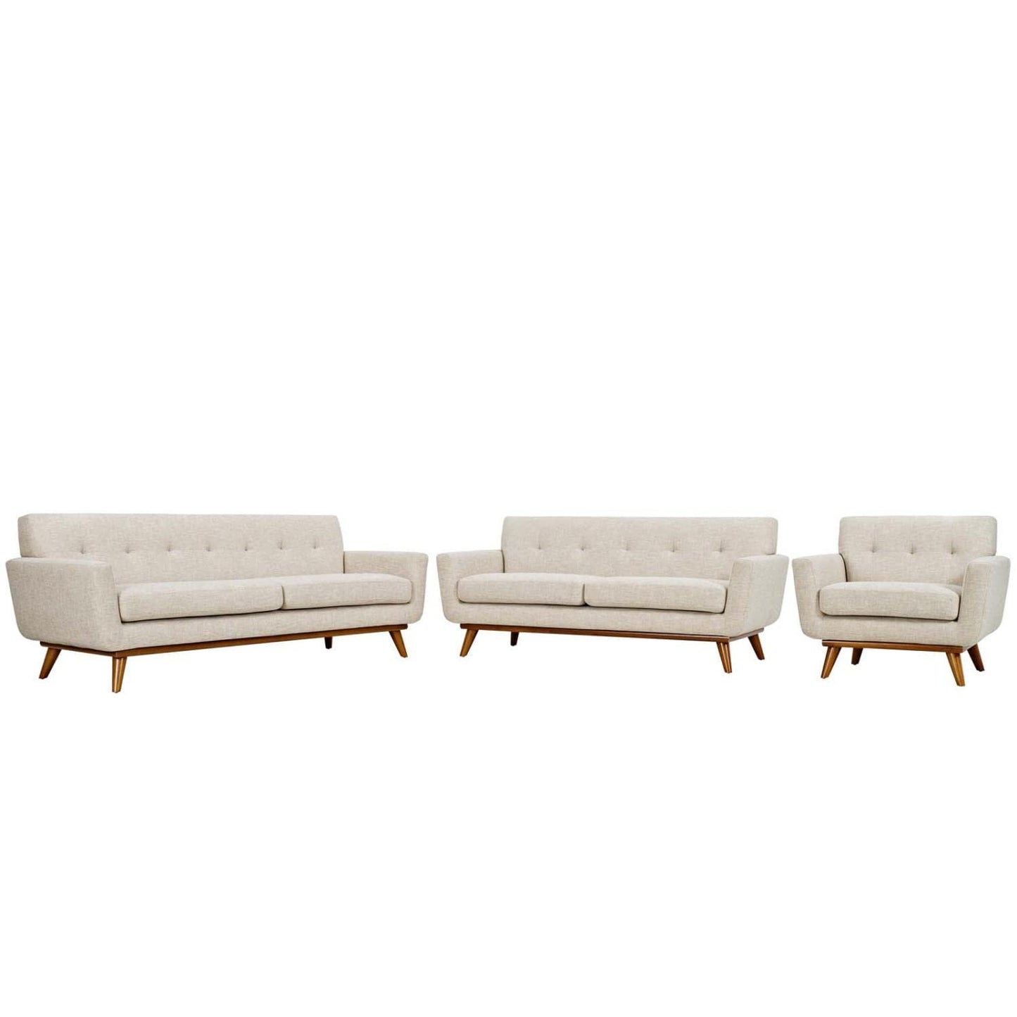 kitchen and dining room sets | CasaFoyer Engage Upholstered Fabric Button Tufted Sofa Furniture Set | Comfortable Lounging | Stylish Design | Sturdy Base | Beige | Includes Armchair, Loveseat, and Sofa | casafoyer.myshopify.com