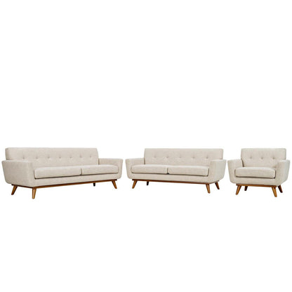 kitchen and dining room sets | CasaFoyer Engage Upholstered Fabric Button Tufted Sofa Furniture Set | Comfortable Lounging | Stylish Design | Sturdy Base | Beige | Includes Armchair, Loveseat, and Sofa | casafoyer.myshopify.com