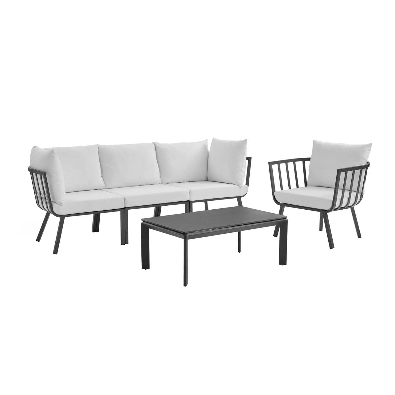 kitchen and dining room sets | CasaFoyer Riverside Outdoor Patio Aluminum Sofa Set | Coastal Design | UV-Resistant Cushions | Sturdy Frame | Scratch-Resistant Table | 5 Piece Set | casafoyer.myshopify.com