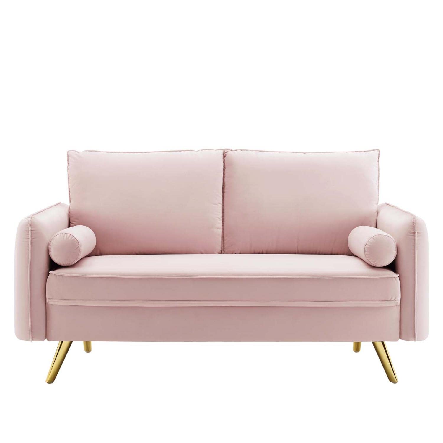 sofas | CasaFoyer Revive Upholstered Performance Velvet Loveseat | Comfortable & Elegant Design | Stain-Resistant | Gold Legs | Pink | casafoyer.myshopify.com
