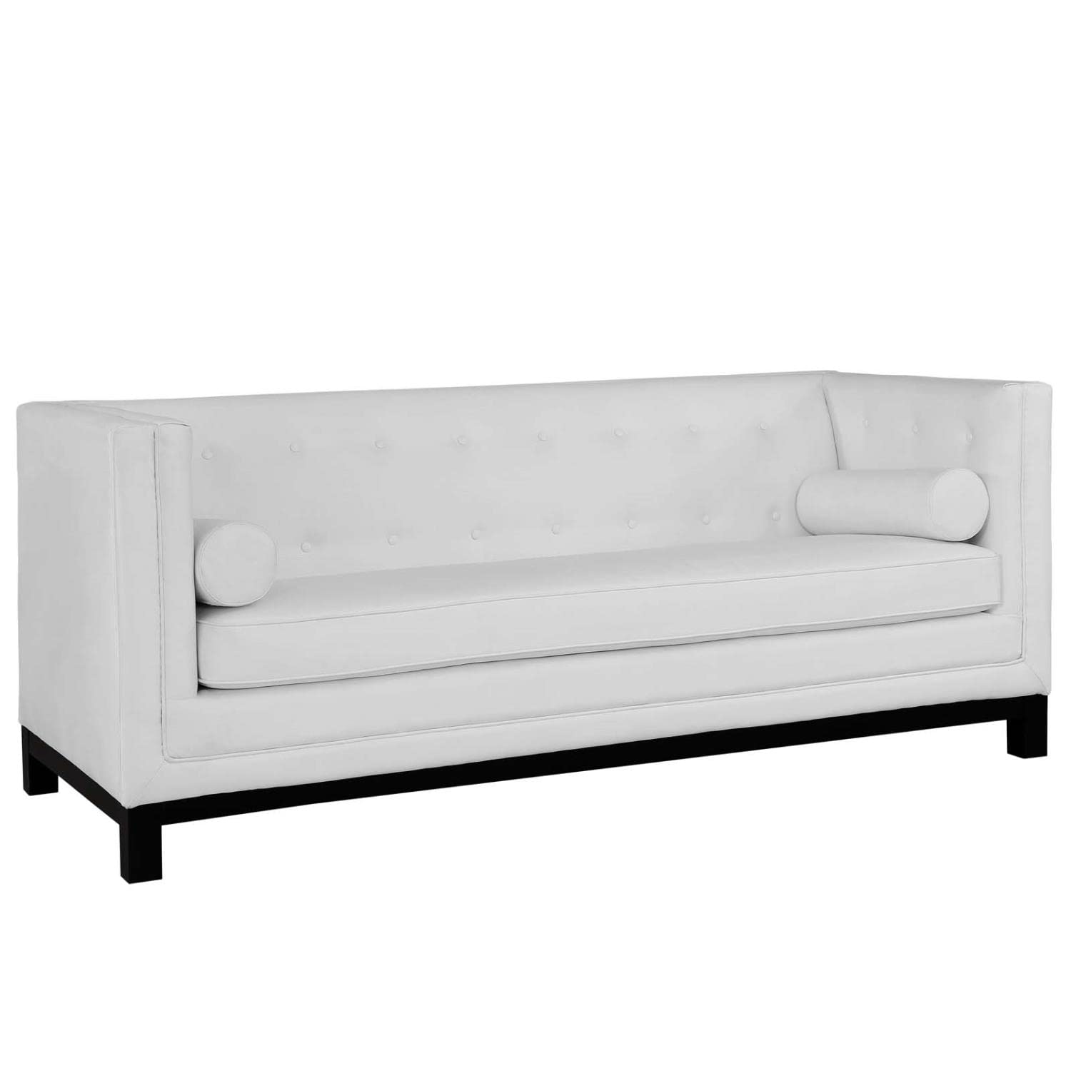 sofas | CasaFoyer Imperial Sofa | Mid-Century Modern Leather | Tufted Buttons | Side Pillows | Fine Stitch Upholstery | Stained Wood Frame | Regal Charm & Timeless Elegance | casafoyer.myshopify.com