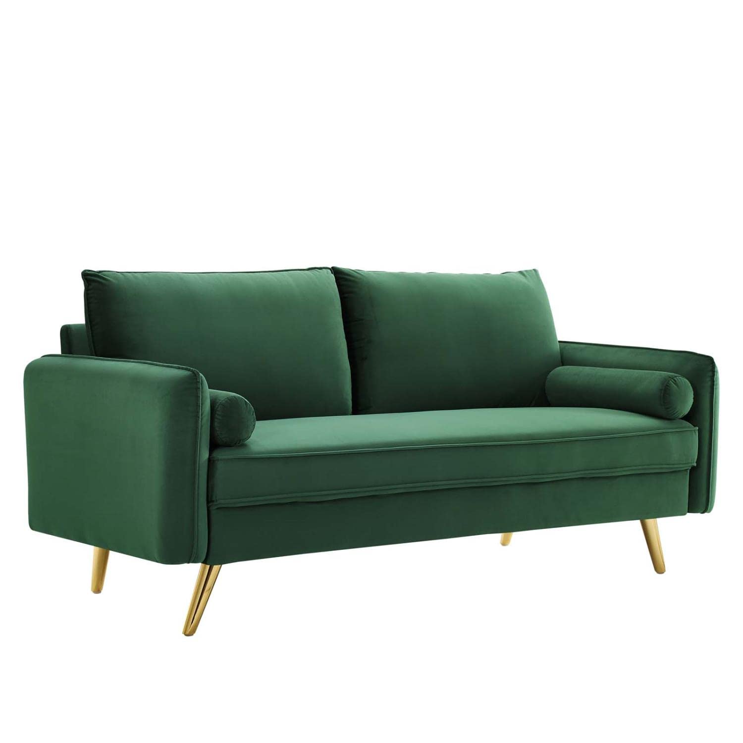 sofas | CasaFoyer Revive Upholstered Performance Velvet Sofa | Comfortable & Stylish Design | Stain-Resistant Upholstery | Splayed Gold Legs | Emerald | casafoyer.myshopify.com