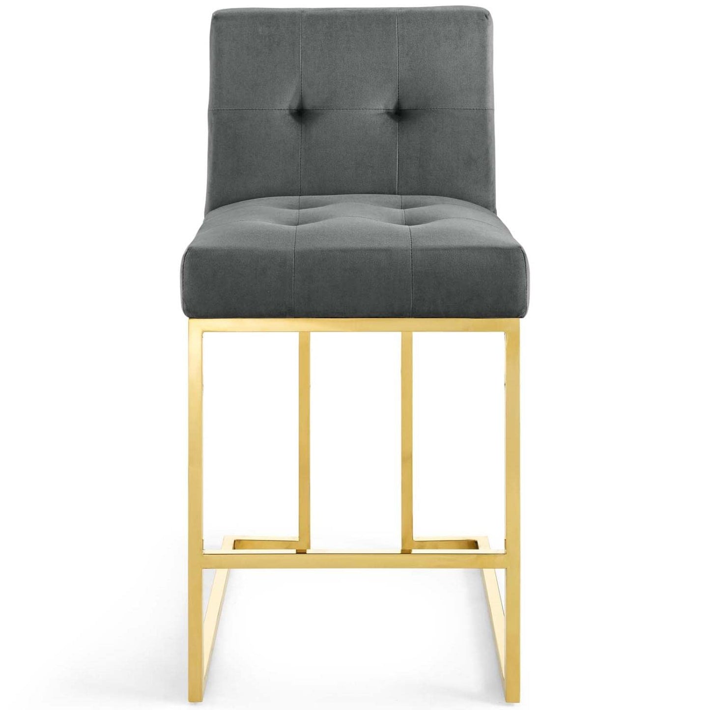 barstools | CasaFoyer Privy Gold Stainless Steel Velvet Counter Stool | Sleek & Modern Design | Stain-Resistant Upholstery | Geometric Base | Comfortable Footrest | 331 lbs Capacity | No Assembly Required | casafoyer.myshopify.com