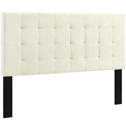 headboards | CasaFoyer Paisley Square-Patterned Velvet Headboard | Timeless Biscuit Tufting | Adjustable Height | Full/Queen Size | Ivory | casafoyer.myshopify.com