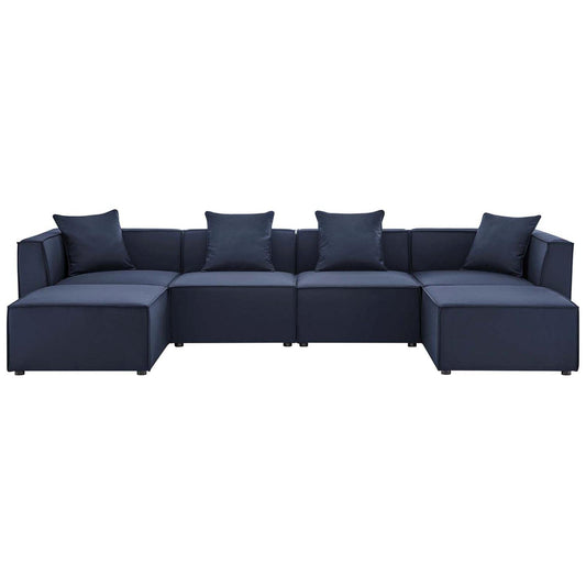 executive chairs | CasaFoyer Outdoor Patio Saybrook Upholstered 6-Piece Sectional Sofa | All-Weather, Water & UV-Resistant | French Piping Details | Durable & Long-Lasting | Includes Armless Chairs, Corner Chairs, & Ottomans | Navy | casafoyer.myshopify.com