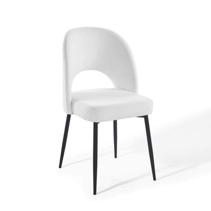 Dining Table | Rouse Upholstered Fabric Dining Side Chair | Elegant & Cozy | Plush Foam Padding | Luxurious Fabric Upholstery | Sturdy Bentwood | Matte Black Stainless Steel Legs | Open Back Design | Set of 2 | casafoyer.myshopify.com