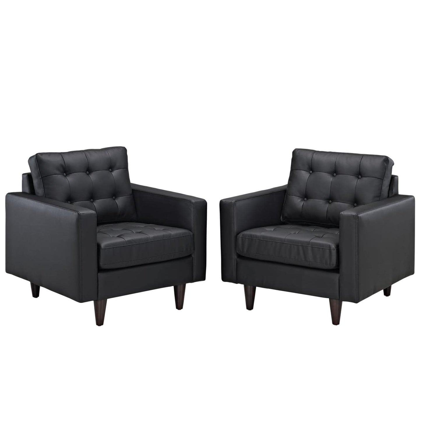 kitchen and dining room sets | CasaFoyer Empress Holistic Furniture | Set of 2 Black Leather Armchairs | Tufted Buttons, Luxurious Cushions, Regal Armrests | Sturdy Wooden Legs, Floor-Protecting Glides | casafoyer.myshopify.com