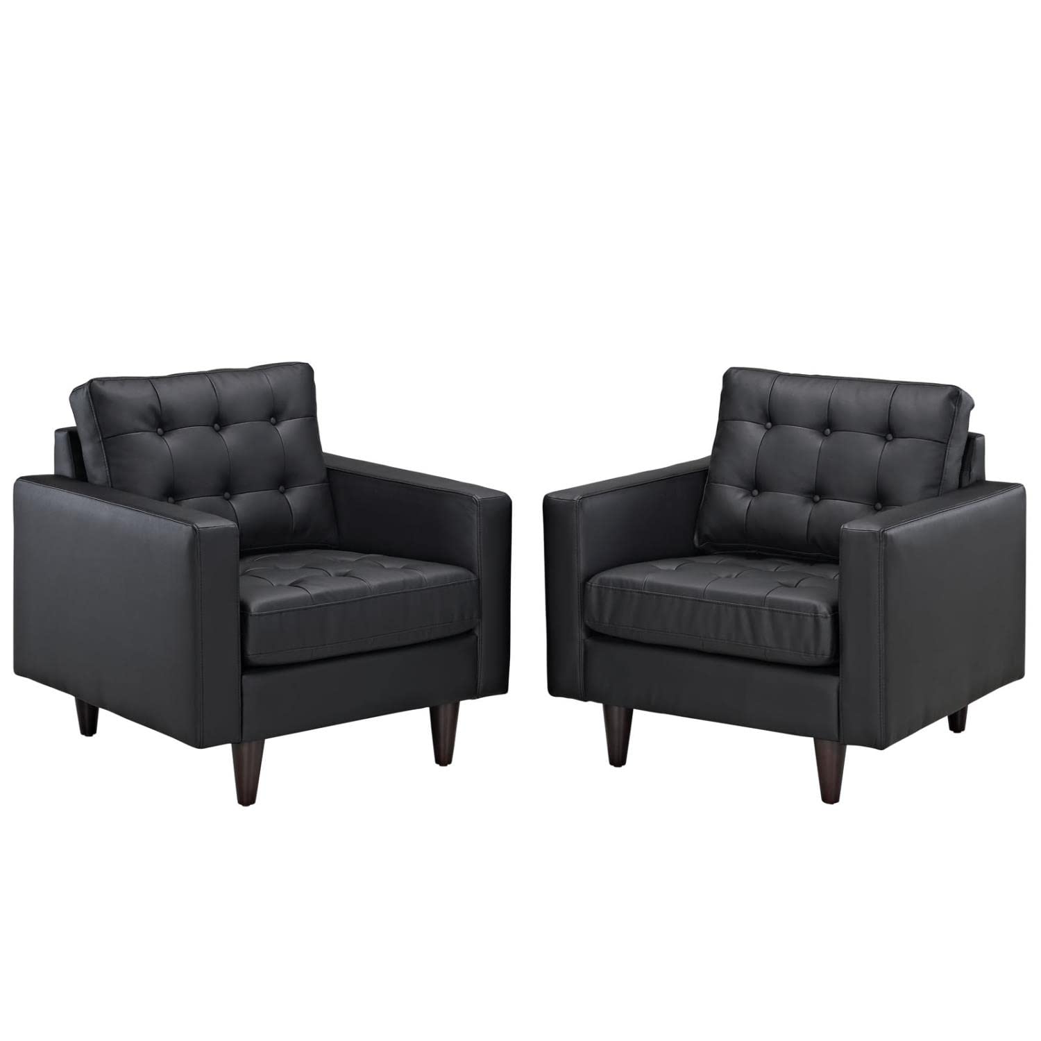 kitchen and dining room sets | CasaFoyer Empress Holistic Furniture | Set of 2 Black Leather Armchairs | Tufted Buttons, Luxurious Cushions, Regal Armrests | Sturdy Wooden Legs, Floor-Protecting Glides | casafoyer.myshopify.com