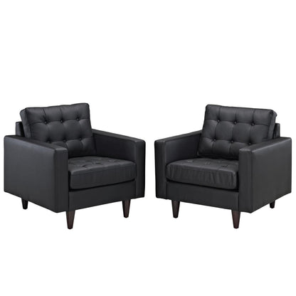 kitchen and dining room sets | CasaFoyer Empress Holistic Furniture | Set of 2 Black Leather Armchairs | Tufted Buttons, Luxurious Cushions, Regal Armrests | Sturdy Wooden Legs, Floor-Protecting Glides | casafoyer.myshopify.com