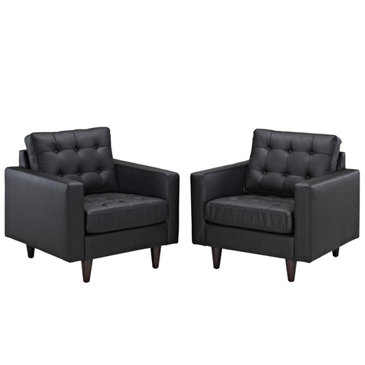 kitchen and dining room sets | CasaFoyer Empress Holistic Furniture | Set of 2 Black Leather Armchairs | Tufted Buttons, Luxurious Cushions, Regal Armrests | Sturdy Wooden Legs, Floor-Protecting Glides | casafoyer.myshopify.com