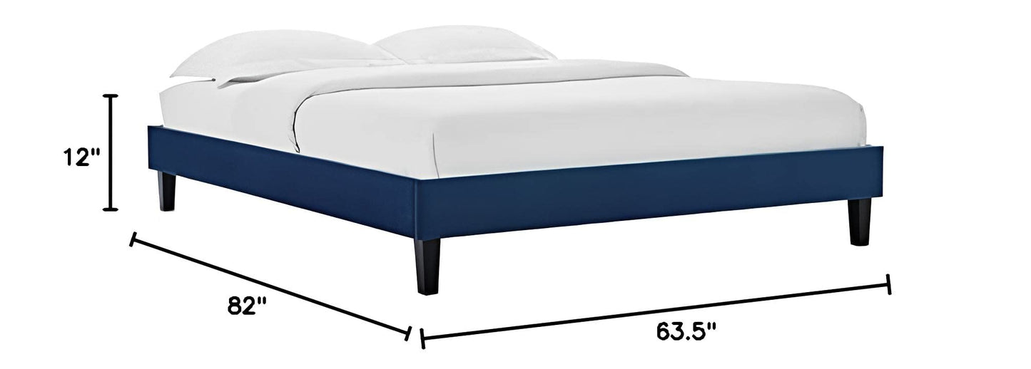adjustable bed bases | CasaFoyer Reign Performance Velvet Queen Platform Bed Frame | Stain-Resistant | Solid Wood Legs | Memory Foam Compatible | Navy | casafoyer.myshopify.com