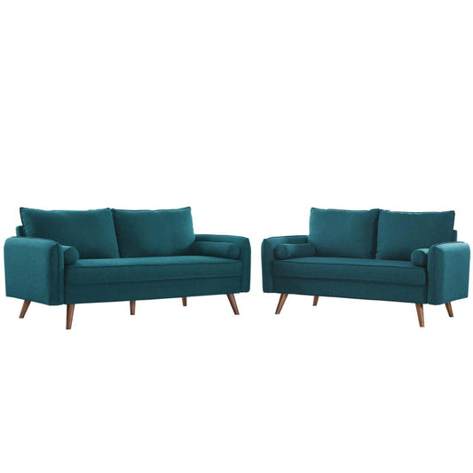 sofas | CasaFoyer Revive Sofa and Loveseat Set | Teal Upholstered Fabric | Includes Bolster Pillows | Easy Delivery & Assembly | Weight Capacity: Sofa 1323 lbs, Loveseat 880 lbs | casafoyer.myshopify.com