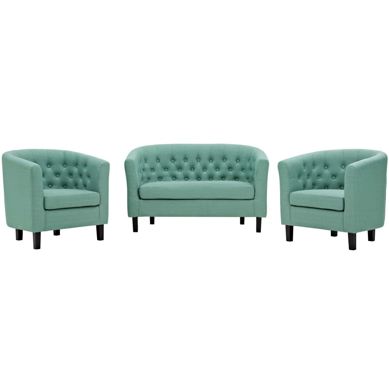 kitchen and dining room sets | CasaFoyer Prospect Button Tufted Upholstered Fabric Sofa Furniture Set | Luxury & Elegance | Classic Charm with Modern Twist | Includes Loveseat & Armchairs | Espresso Stained Legs | Non-Marking Foot Caps | Ideal for Cozy Living or Lounge Area | casafoyer.myshopify.com