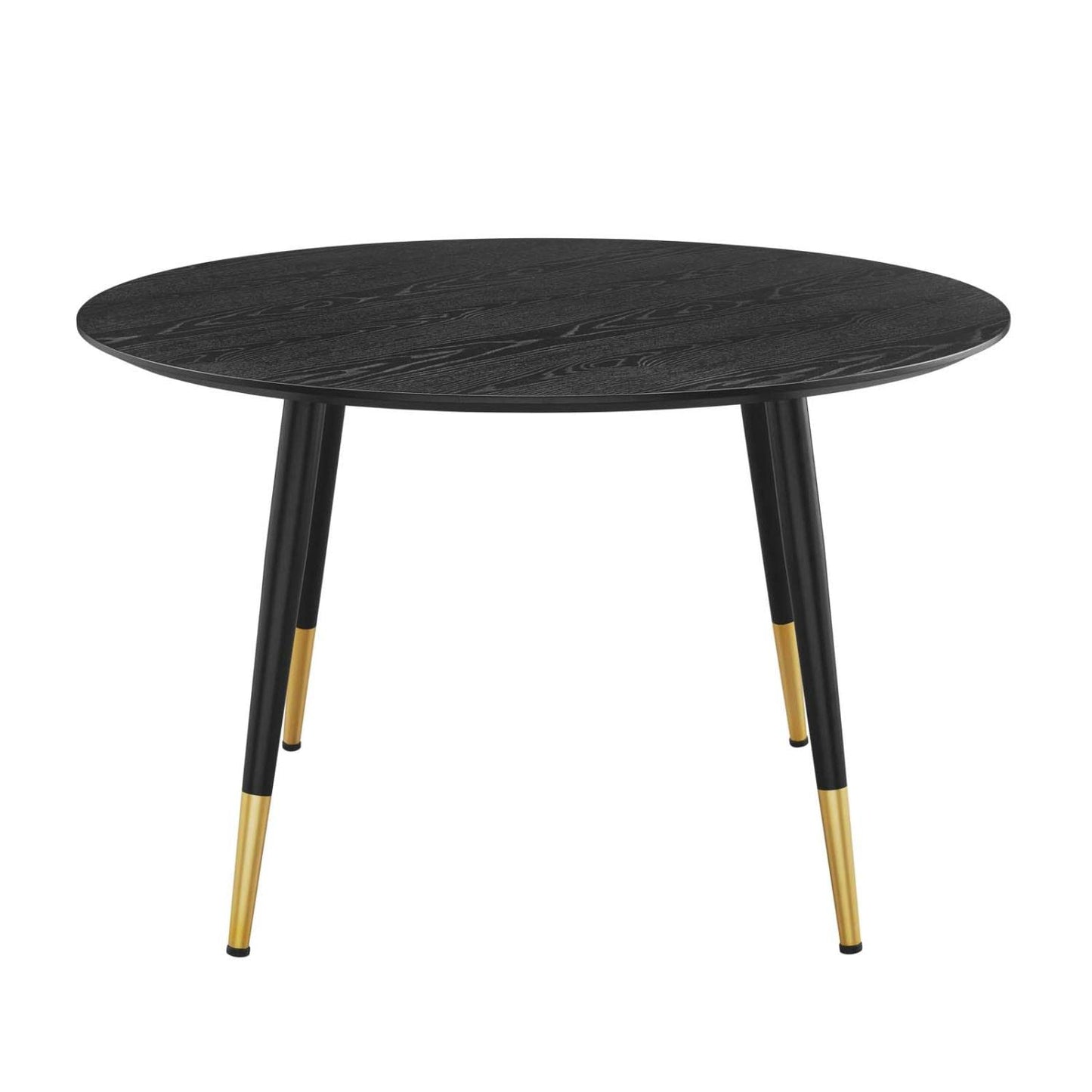 patio dining tables | CasaFoyer Vigor Round Dining Table | Contemporary Elegance | Gold Accents | MDF Tabletop | Matte Black Lacquer | Adjustable Foot Caps | casafoyer.myshopify.com