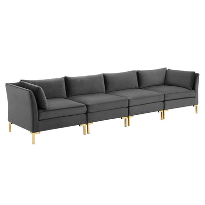 sofas | CasaFoyer Ardent Performance Velvet Sofa | Vintage Modern Glam Deco Style | French Piping | Stain-Resistant Upholstery | Gold Metal Legs | 4-Seater | casafoyer.myshopify.com