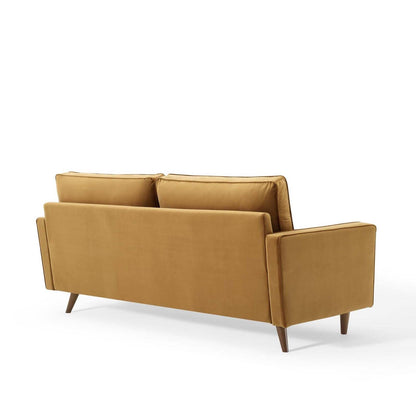 sofas | CasaFoyer Valour Performance Velvet Sofa | Timeless Elegance & Modern Convenience | Biscuit Tufting, Bolster Pillows | Stain-Resistant Upholstery, Dense Foam Padding | Walnut Legs | 881 lbs Capacity | casafoyer.myshopify.com