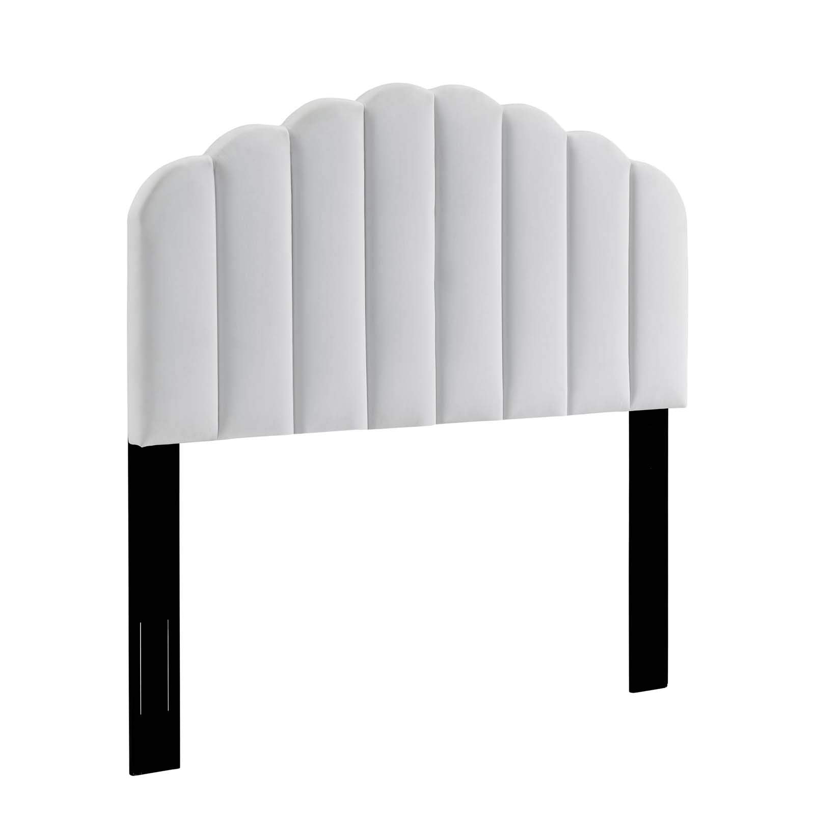 Bed | CasaFoyer Veronique Channel Tufted Scalloped Performance Velvet Twin Headboard | Luxurious Upholstery | Stain-Resistant | Adjustable Height | Compatible with Most Twin Beds | casafoyer.myshopify.com