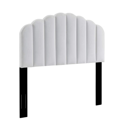 Bed | CasaFoyer Veronique Channel Tufted Scalloped Performance Velvet Twin Headboard | Luxurious Upholstery | Stain-Resistant | Adjustable Height | Compatible with Most Twin Beds | casafoyer.myshopify.com
