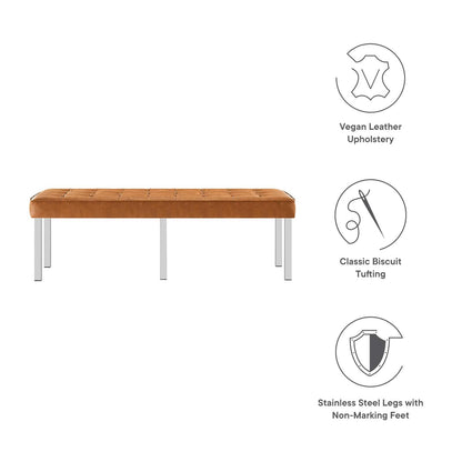 home office desk chairs | CasaFoyer Loft Tufted Button Faux Leather Accent Entryway Bench | Silver Tan | Contemporary Design | Stainless Steel Frame | 300 lbs Weight Capacity | casafoyer.myshopify.com