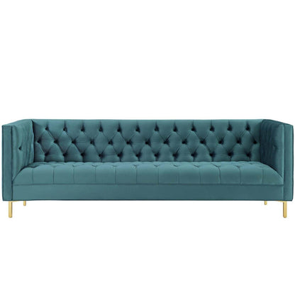 sofas | CasaFoyer Delight Tufted Button Performance Velvet Sofa | Timeless Elegance & Plush Comfort | Stain-Resistant & Luxurious Seating | Modern Aesthetic | Gold Stainless Steel Legs | Built to Last | casafoyer.myshopify.com