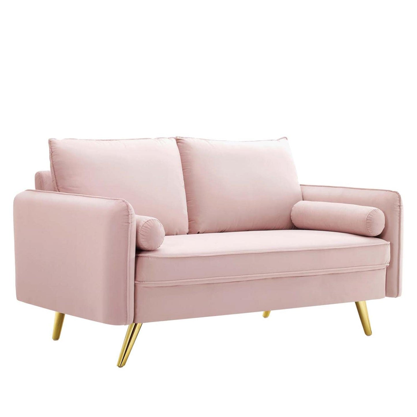 sofas | CasaFoyer Revive Upholstered Performance Velvet Loveseat | Comfortable & Elegant Design | Stain-Resistant | Gold Legs | Pink | casafoyer.myshopify.com
