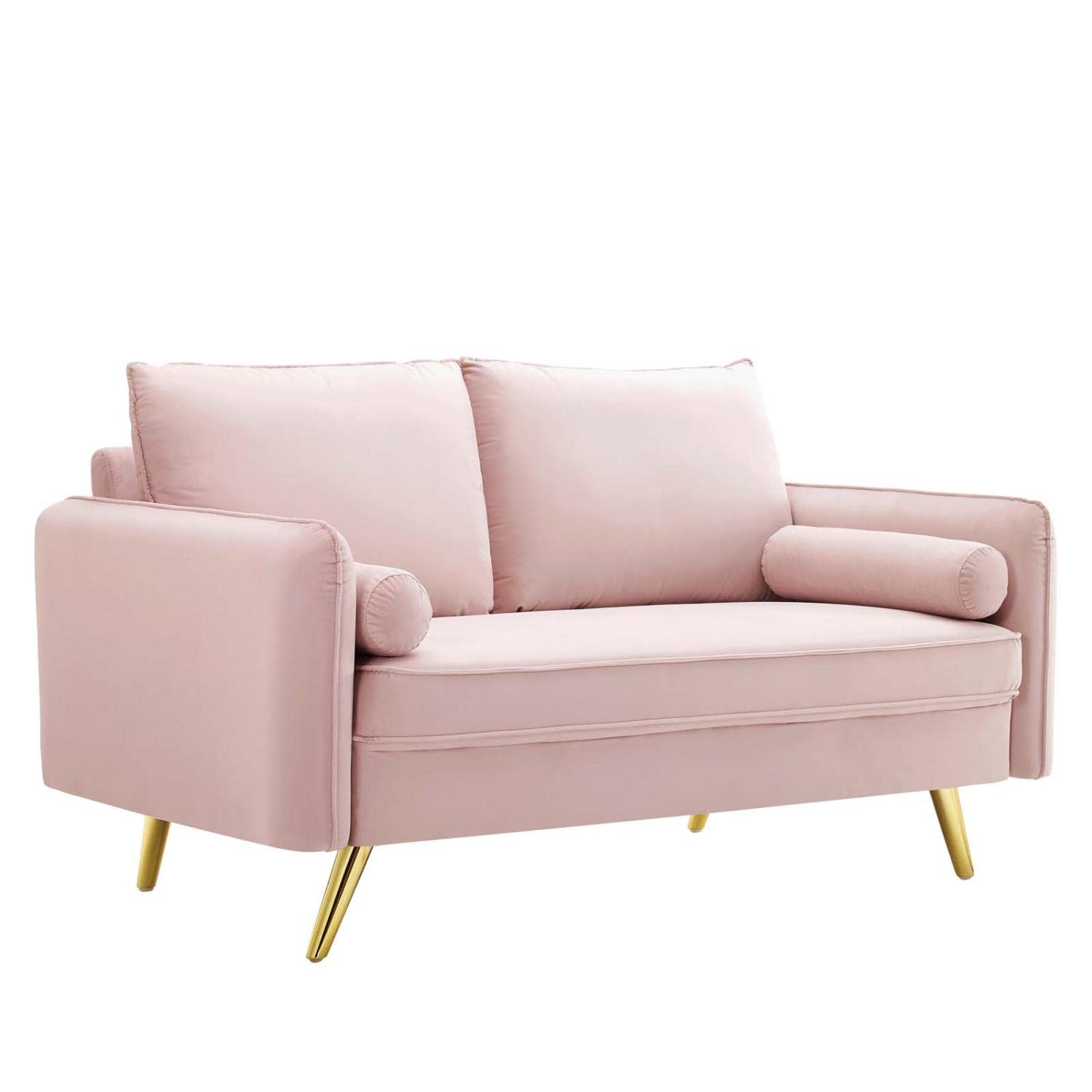 sofas | CasaFoyer Revive Upholstered Performance Velvet Loveseat | Comfortable & Elegant Design | Stain-Resistant | Gold Legs | Pink | casafoyer.myshopify.com