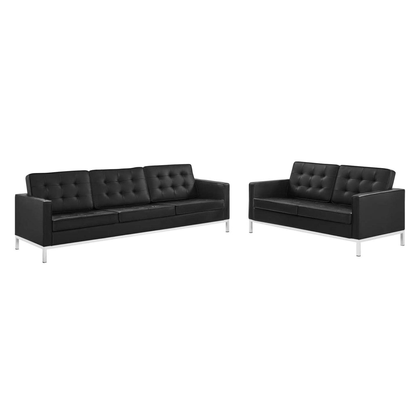 kitchen and dining room sets | CasaFoyer Loft Tufted 2 Piece Faux Leather Accent Set | Modern Design | Button Tufting | Stainless Steel Frame | 900 lbs Sofa | 600 lbs Loveseat | casafoyer.myshopify.com