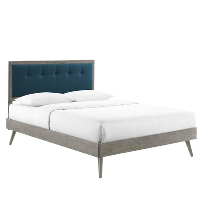 adjustable bed bases | CasaFoyer Willow Tufted Wood Queen Platform Bed | Mid-Century Design | Upholstered Headboard | Wood Frame | Button Tufted | Gray Azure | casafoyer.myshopify.com