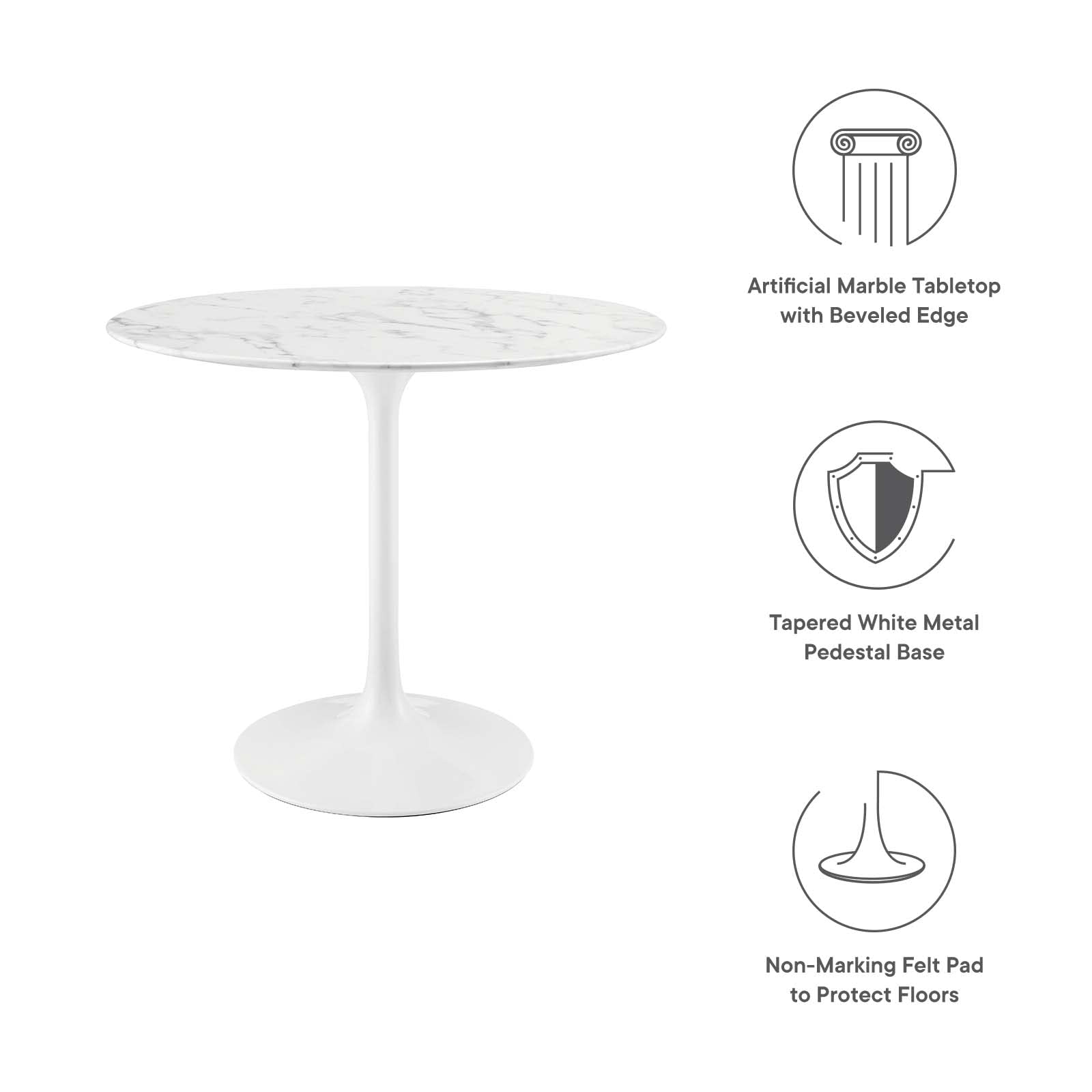 patio dining tables | CasaFoyer Lippa 36 Marble Dining Table | Sleek Contemporary Design | Organic Shape | Scratch Resistant Finish | Tapered Metal Base | casafoyer.myshopify.com