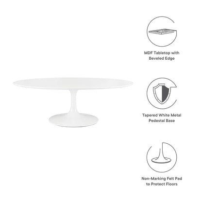 TABLE | Lippa 48 Oval-Shaped Coffee Table | Timeless Modern Design | White Wood Top | Tapered Metal Base | Elegant Centerpiece | casafoyer.myshopify.com