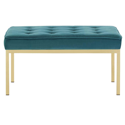 home office desk chairs | CasaFoyer Loft Button Tufted Performance Velvet Accent Bench | Gold Stainless Steel Legs | Medium Size | 300 lb Weight Capacity | casafoyer.myshopify.com