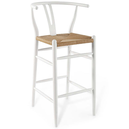 barstools | CasaFoyer Amish Wooden Bar Stool | Rustic Design | Elm Wood Construction | Woven Paper Rope Seat | Fully Assembled | Ideal for Bistros, Bars, Cafes | 331 lbs Weight Capacity | casafoyer.myshopify.com