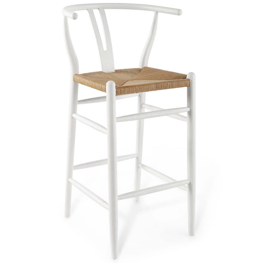 barstools | CasaFoyer Amish Wooden Bar Stool | Rustic Design | Elm Wood Construction | Woven Paper Rope Seat | Fully Assembled | Ideal for Bistros, Bars, Cafes | 331 lbs Weight Capacity | casafoyer.myshopify.com