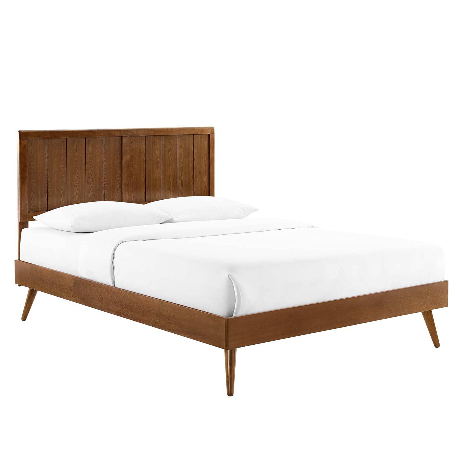 adjustable bed bases | CasaFoyer Alana Wood Full Platform Bed | Retro Charm | Durable Construction | No Box Spring Needed | Walnut Finish | casafoyer.myshopify.com