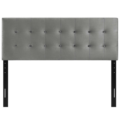 headboards | CasaFoyer Emily Queen Biscuit Tufted Performance Velvet Headboard | Timeless Charm | Luxurious Feel | Vintage Glamour | Stain-Resistant | Adjustable Height | Gray | casafoyer.myshopify.com