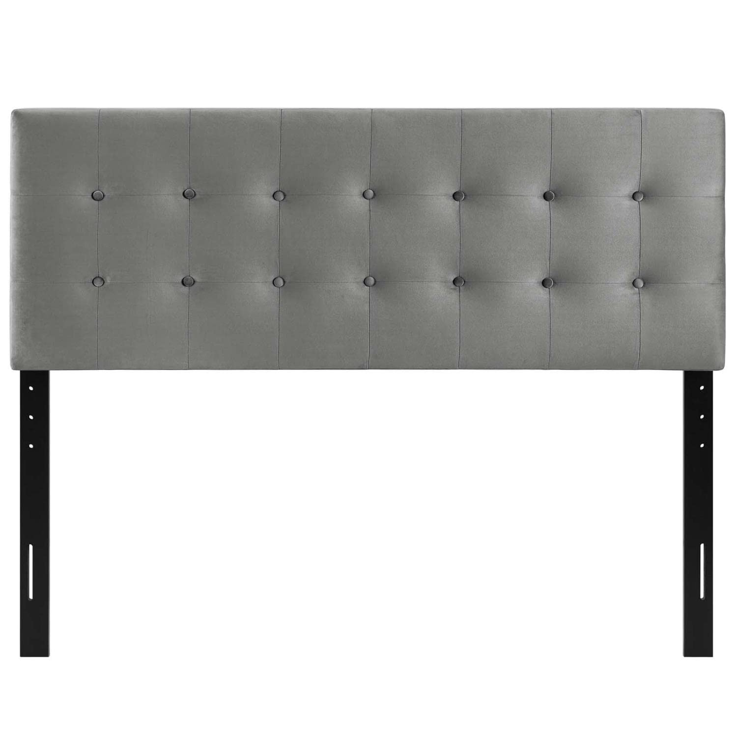 Bed | CasaFoyer Emily Performance Velvet Biscuit Tufted King Headboard | Timeless Charm | Modern Sophistication | Vintage Glamour | Stain-Resistant Velvet Upholstery | Adjustable Mounting Positions | Gray | casafoyer.myshopify.com