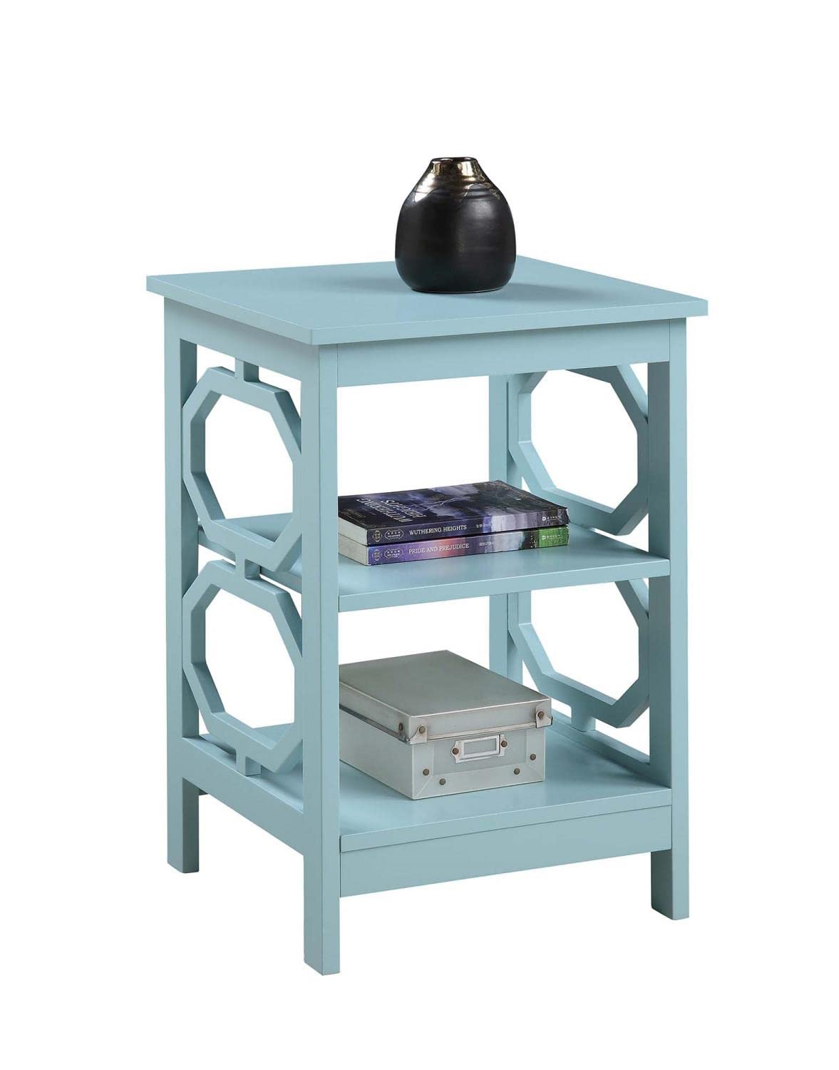 TABLE | Omega End Table with Shelves | Captivating Design | Sleek Lines | Octagon Cut Outs | Convenient Storage | Durable & Elegant | Omega Collection | casafoyer.myshopify.com