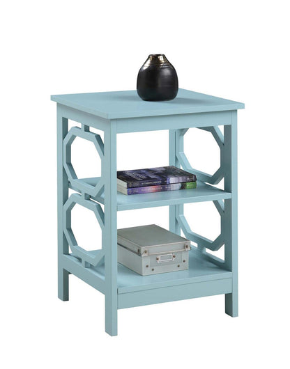 TABLE | Omega End Table with Shelves | Captivating Design | Sleek Lines | Octagon Cut Outs | Convenient Storage | Durable & Elegant | Omega Collection | casafoyer.myshopify.com
